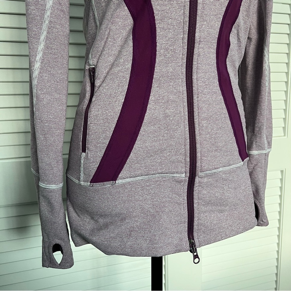 Lululemon Stride Jacket Purple Dewberry Microstripe Womens Zip Up Sweater Sz 6 - Picture 6 of 15